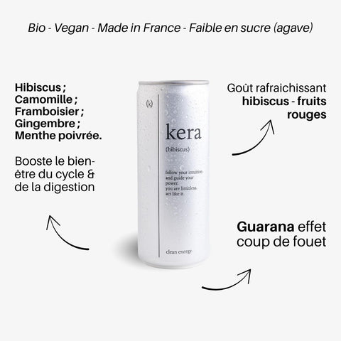 Kera - Boisson énergisante - Guarana, Hibiscus, fruits rouges